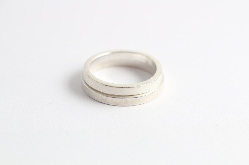 Silber Eheringe (925) | 3mm | gerade, massiv, matt, kantiges Profil - Goldschmiede Miret